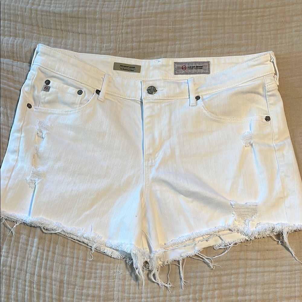AG Adriano Goldschmied White Distressed Jean Shorts. Excellent condition.